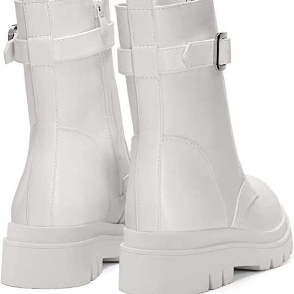 DREAM PAIRS Women's Chelsea Platform Combat Boots - White - NEW - Picture 4 of 6